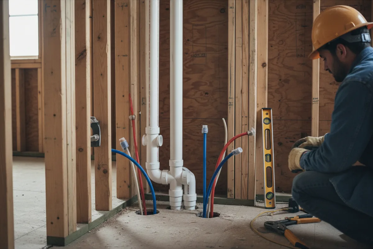 Drain and supply rough-in during Leak Detection in Velma